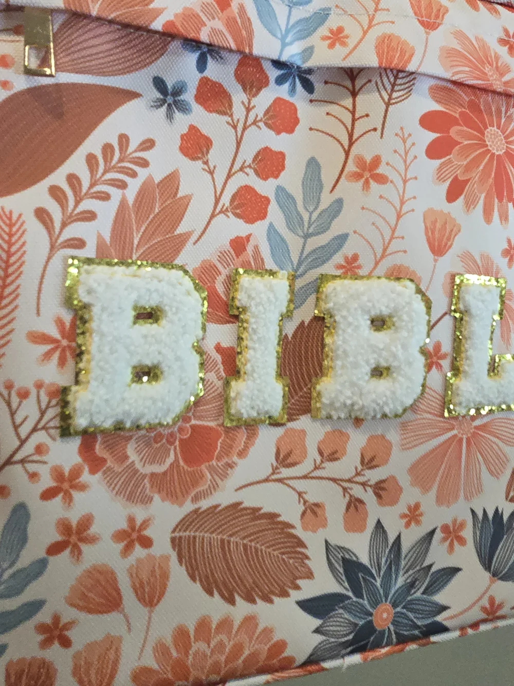 Floral 'BIBLE' Carry Case in Coral and Blue - Picture 2 of 7